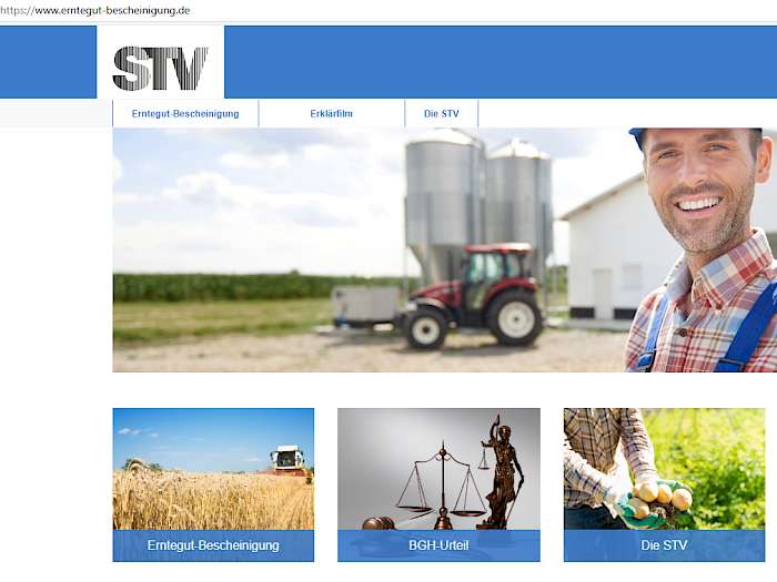Webseite Erntegut-Bescheinigung