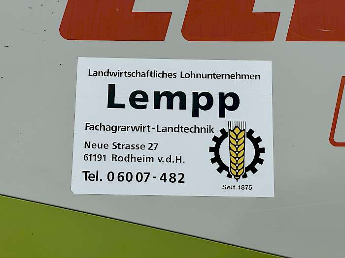 Maschinenaufkleber Lohnunternehmen Lempp